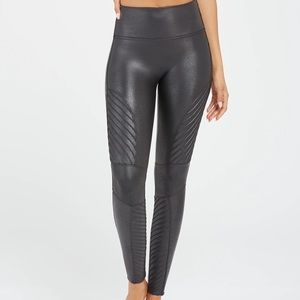 Spanx Faux Leather Moto Leggings Black